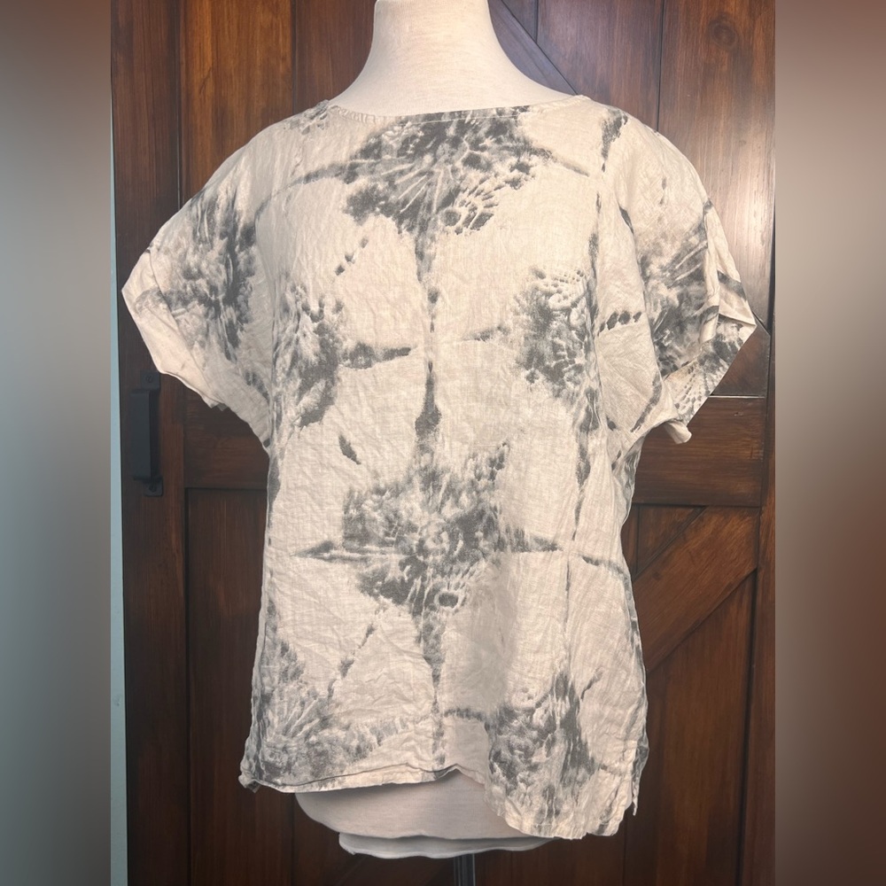 Bellambra Italy 100% Linen Gray Tie-Dye Women's Lagenlook Top